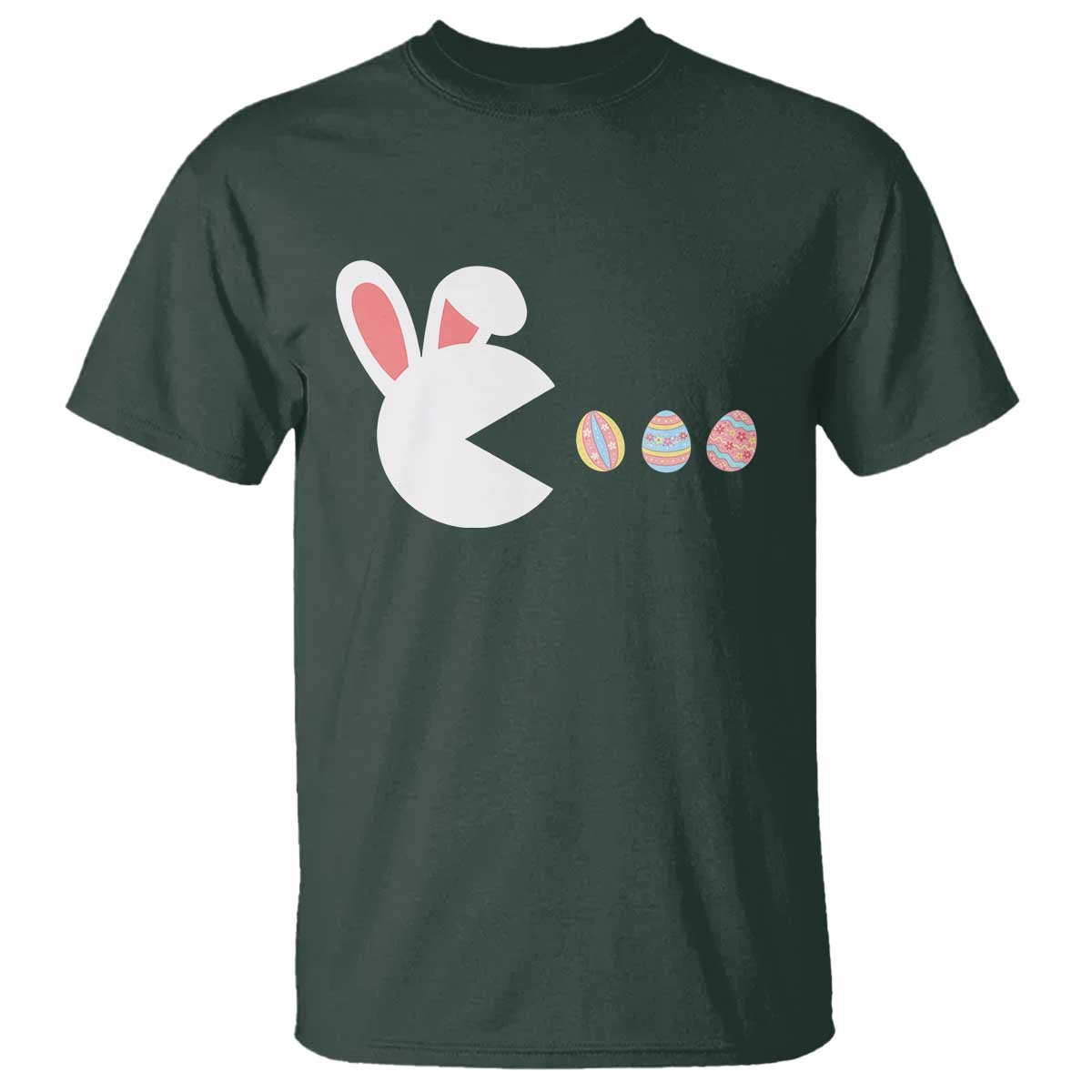 Funny Easter T Shirt Bunny Gamer Egg Hunter TS14 Dark Forest Green Print Your Wear