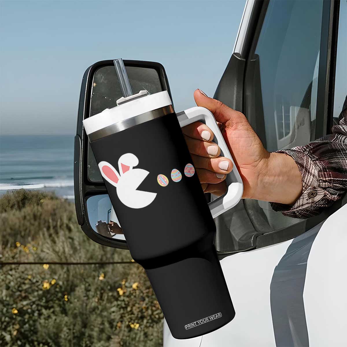 Funny Easter Tumbler With Handle Bunny Gamer Egg Hunter TS14 Print Your Wear