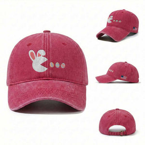Funny Easter Washed Cotton Baseball Cap Bunny Gamer Egg Hunter TS14 Washed Cap Universal Fit Red Print Your Wear