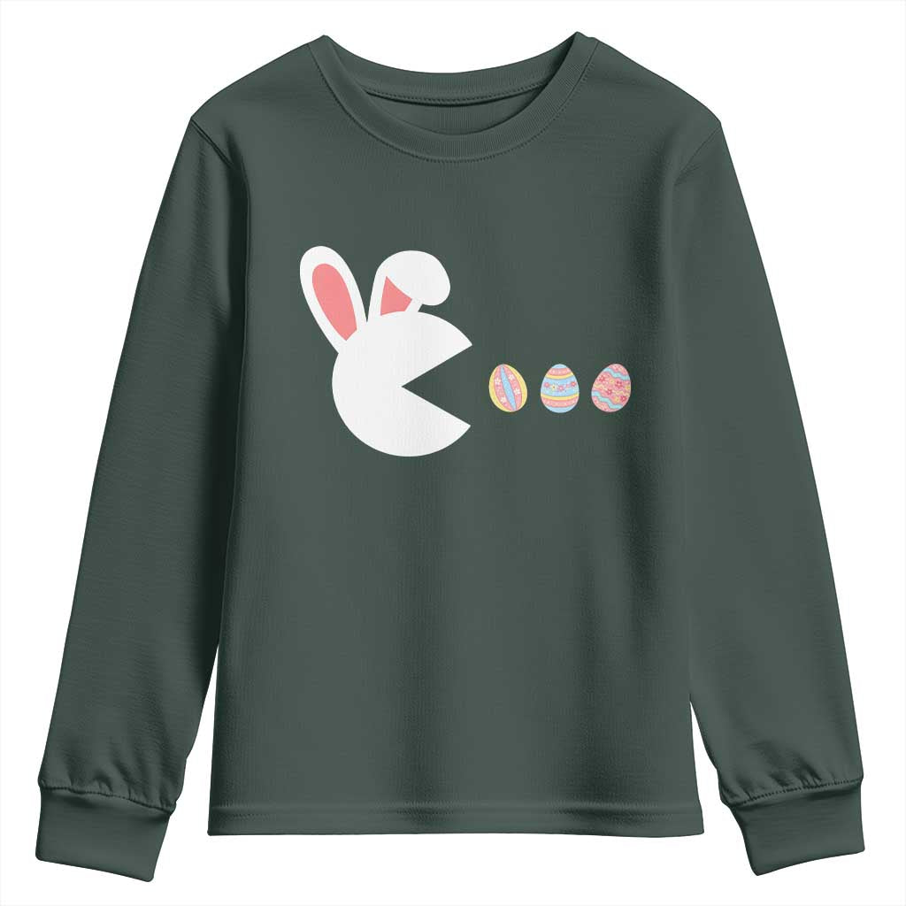 Funny Easter Youth Sweatshirt Bunny Gamer Egg Hunter TS14 Dark Forest Green Print Your Wear