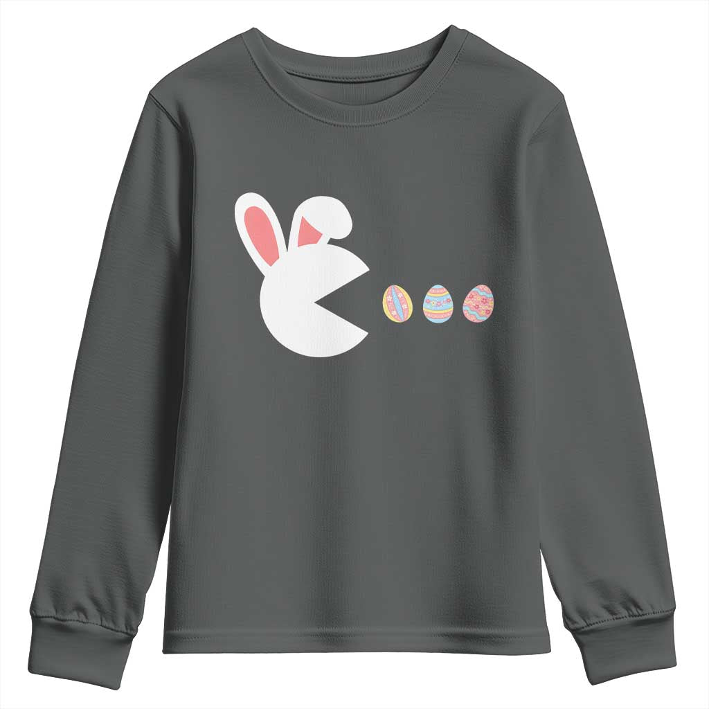 Funny Easter Youth Sweatshirt Bunny Gamer Egg Hunter TS14 Dark Heather Print Your Wear