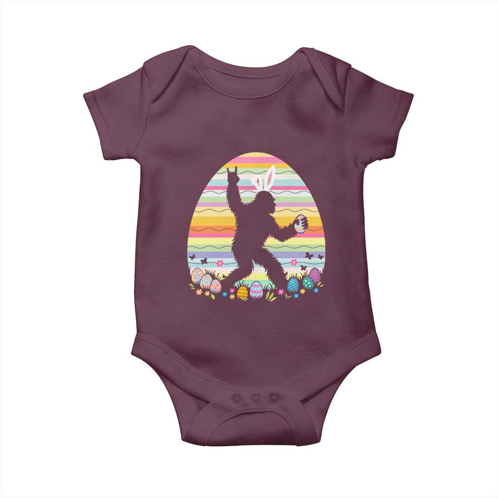 Funny Bigfot Easter Baby Onesie Sasquatch Rock On Rabbit TS14 Maroon Print Your Wear
