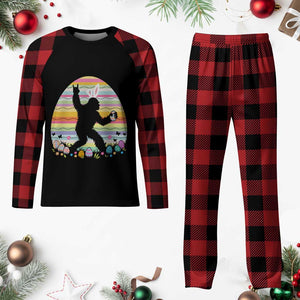 Funny Bigfot Easter Plaid Pajama Set Sasquatch Rock On Rabbit TS14 Buffalo Plaid Print Your Wear