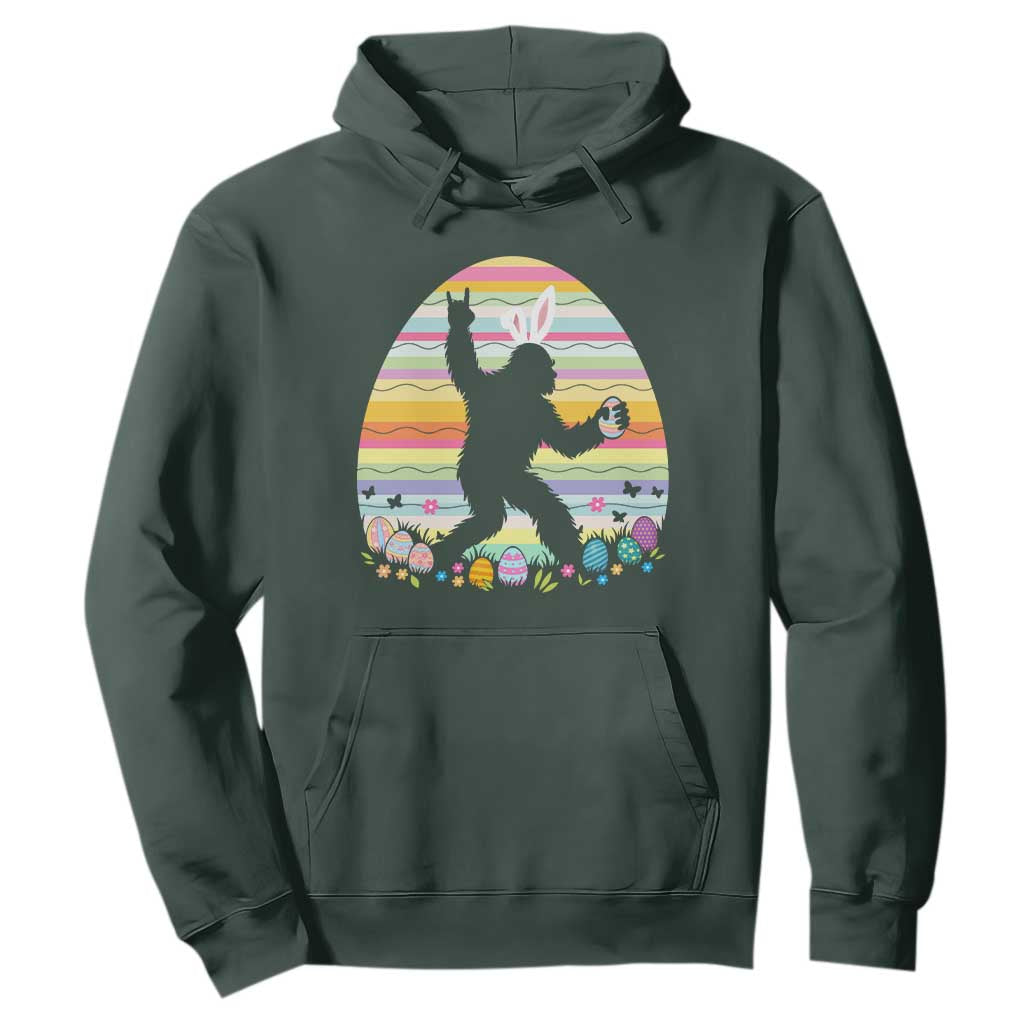 Funny Bigfot Easter Hoodie Sasquatch Rock On Rabbit TS14 Dark Forest Green Print Your Wear