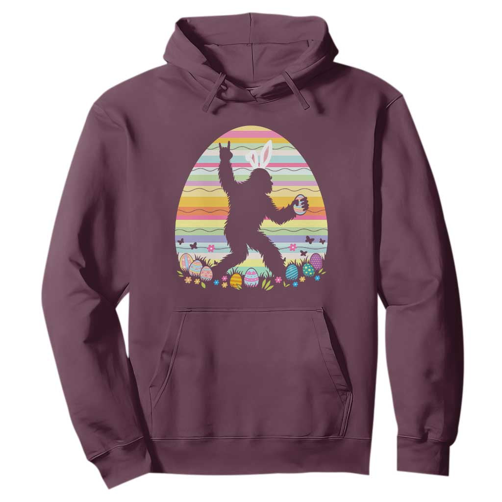 Funny Bigfot Easter Hoodie Sasquatch Rock On Rabbit TS14 Maroon Print Your Wear
