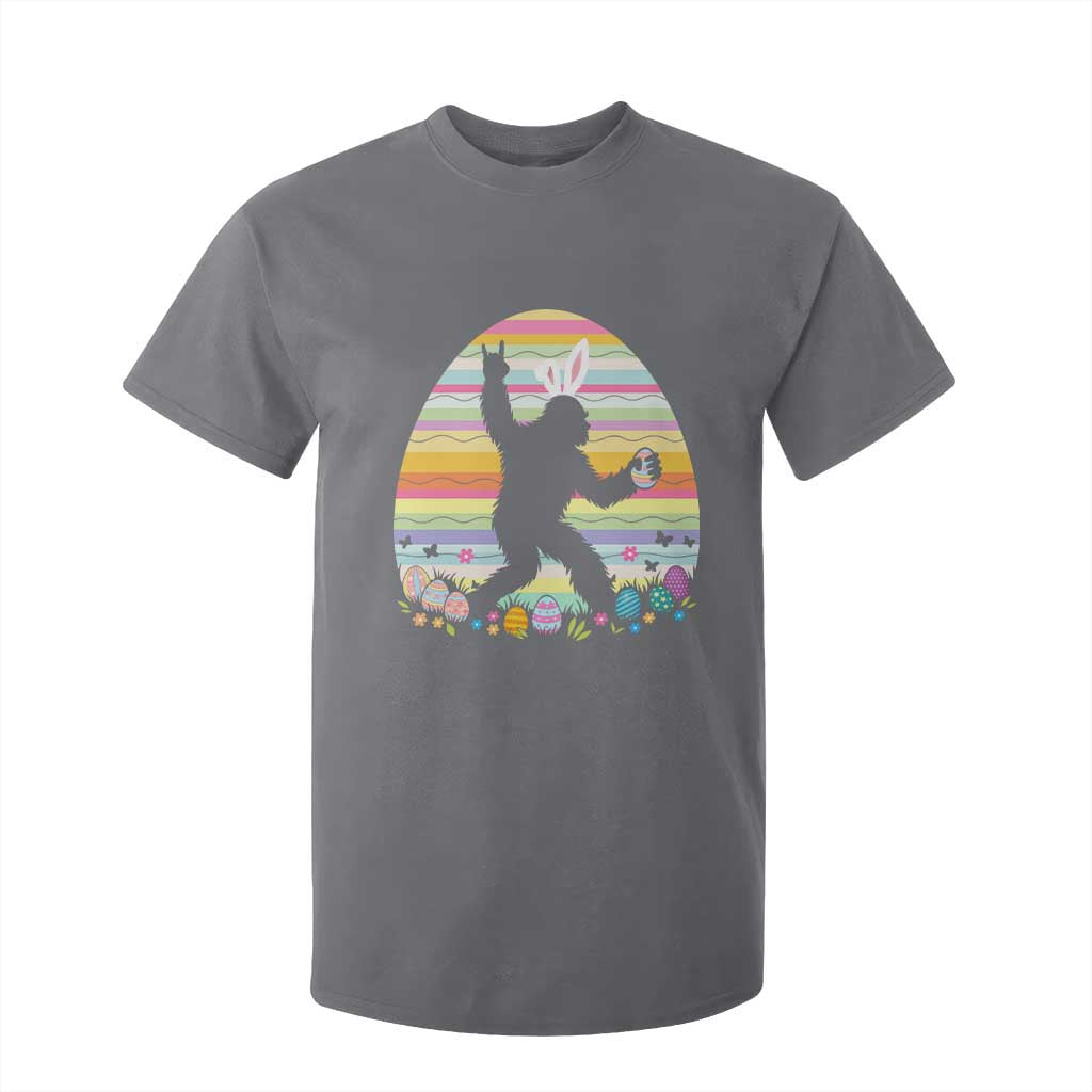 Funny Bigfot Easter T Shirt For Kid Sasquatch Rock On Rabbit TS14 Charcoal Print Your Wear