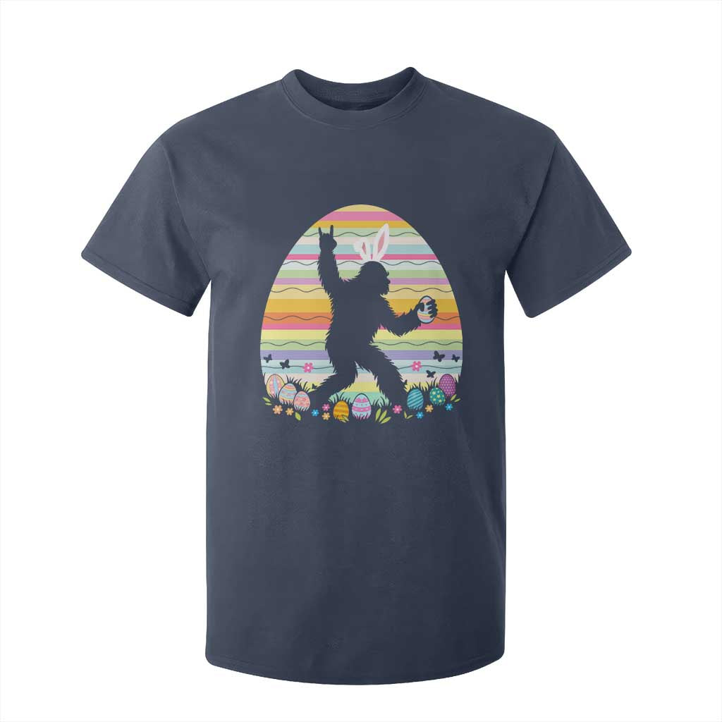 Funny Bigfot Easter T Shirt For Kid Sasquatch Rock On Rabbit TS14 Navy Print Your Wear