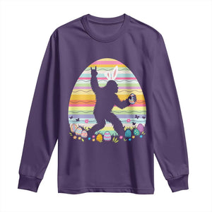 Funny Bigfot Easter Long Sleeve Shirt Sasquatch Rock On Rabbit TS14 Purple Print Your Wear