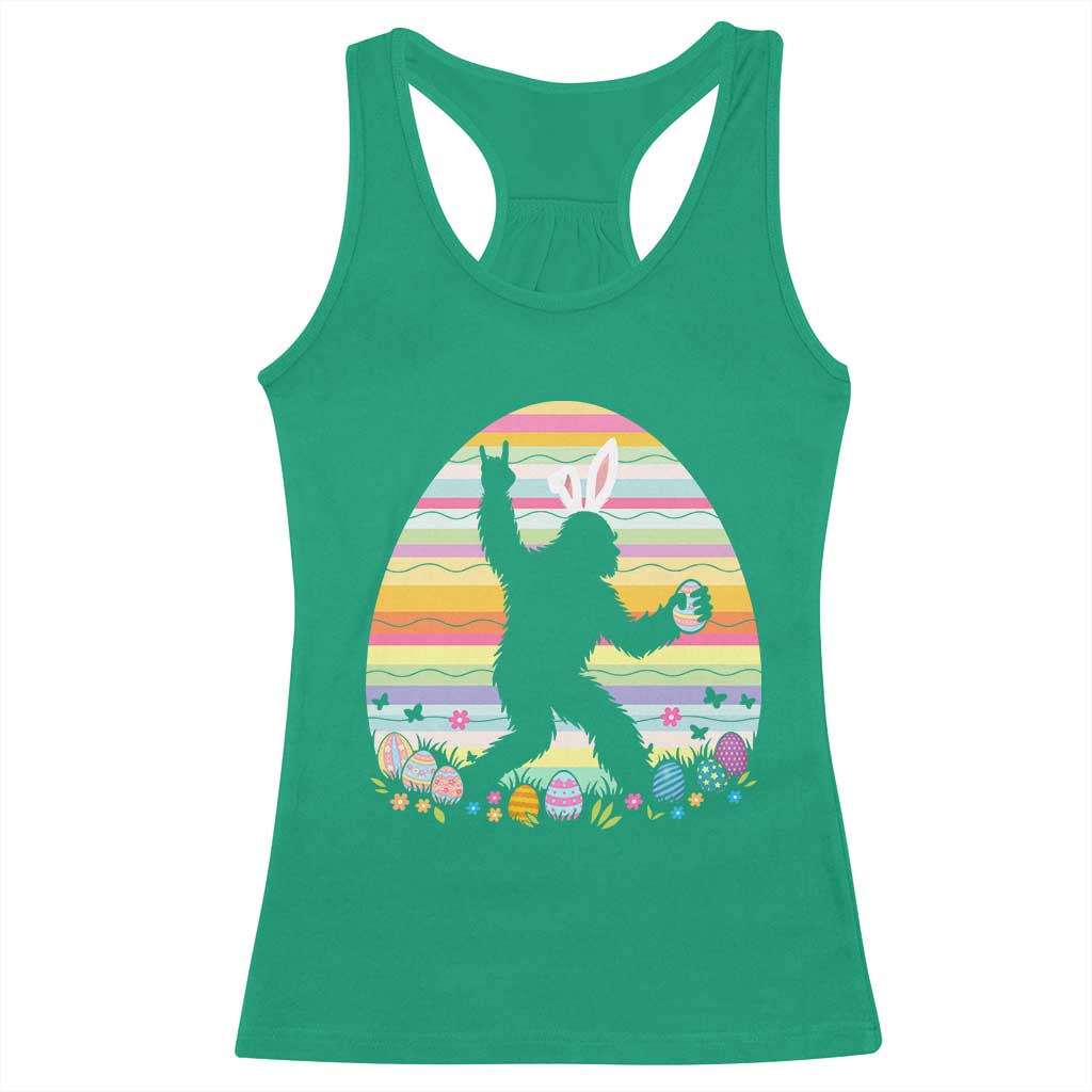 Funny Bigfot Easter Racerback Tank Top Sasquatch Rock On Rabbit TS14 Irish Green Print Your Wear