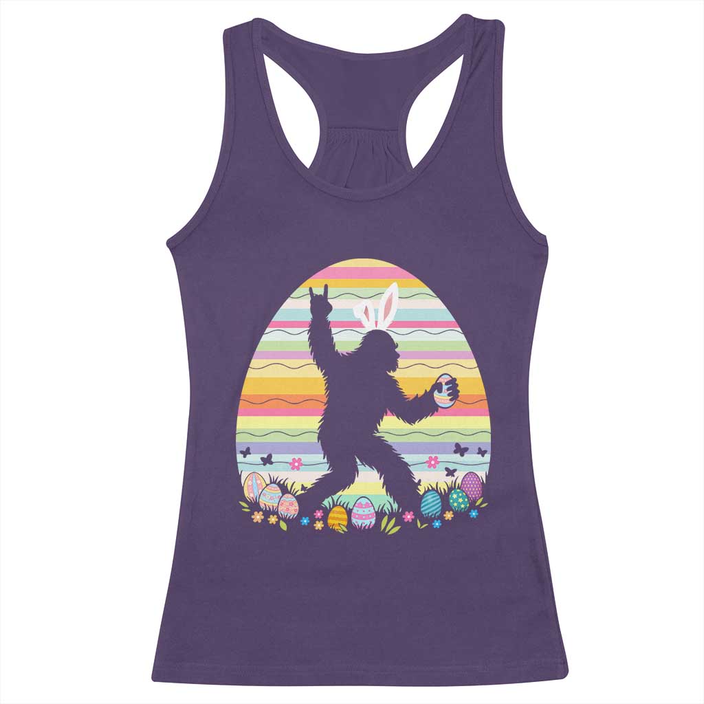 Funny Bigfot Easter Racerback Tank Top Sasquatch Rock On Rabbit TS14 Purple Print Your Wear