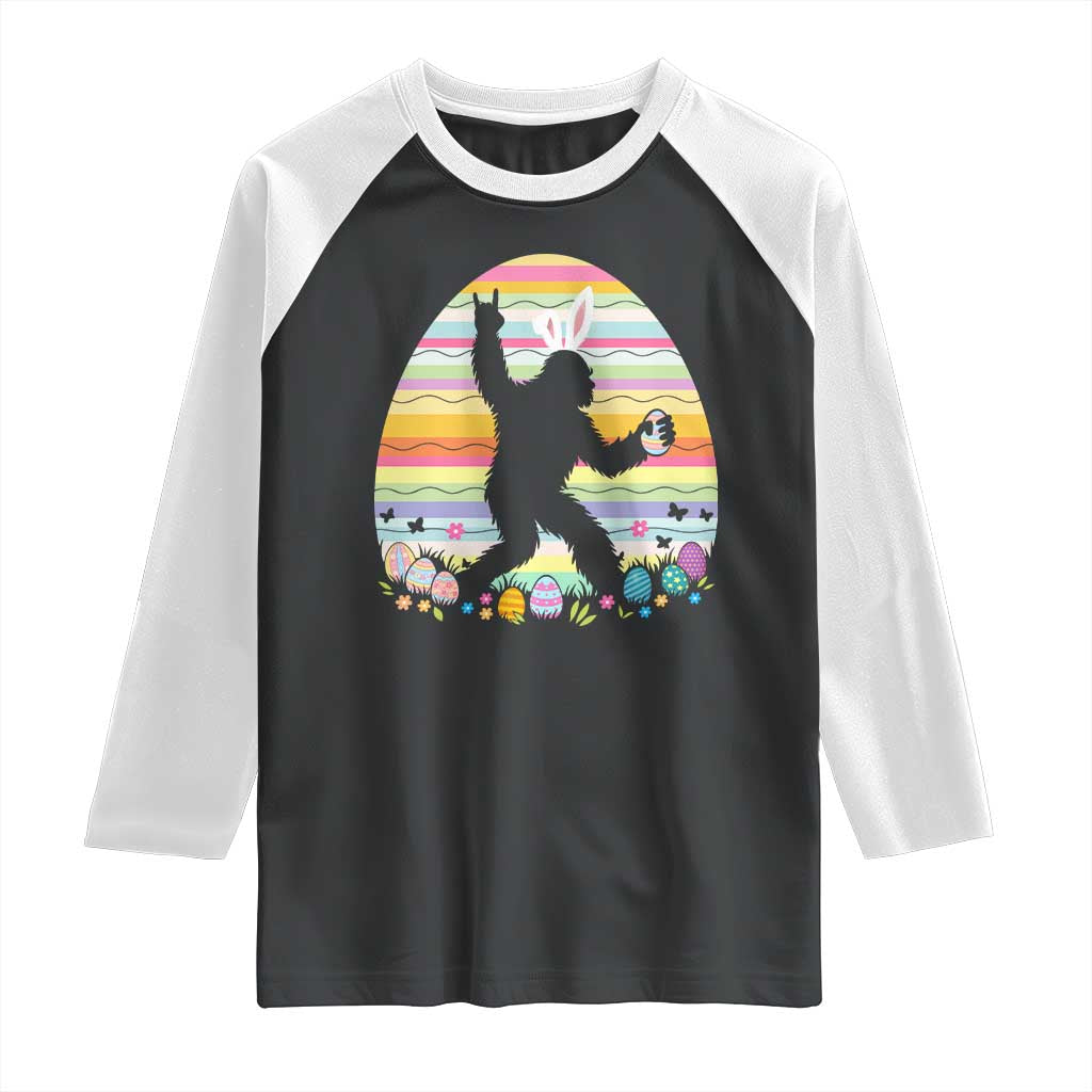 Funny Bigfot Easter Raglan Shirt Sasquatch Rock On Rabbit TS14 Black White Print Your Wear