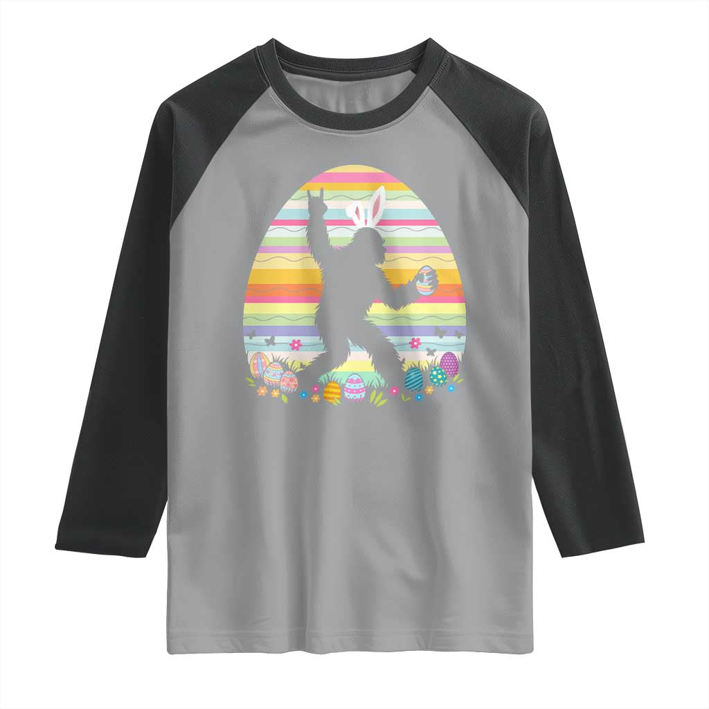 Funny Bigfot Easter Raglan Shirt Sasquatch Rock On Rabbit TS14 Sport Gray Black Print Your Wear