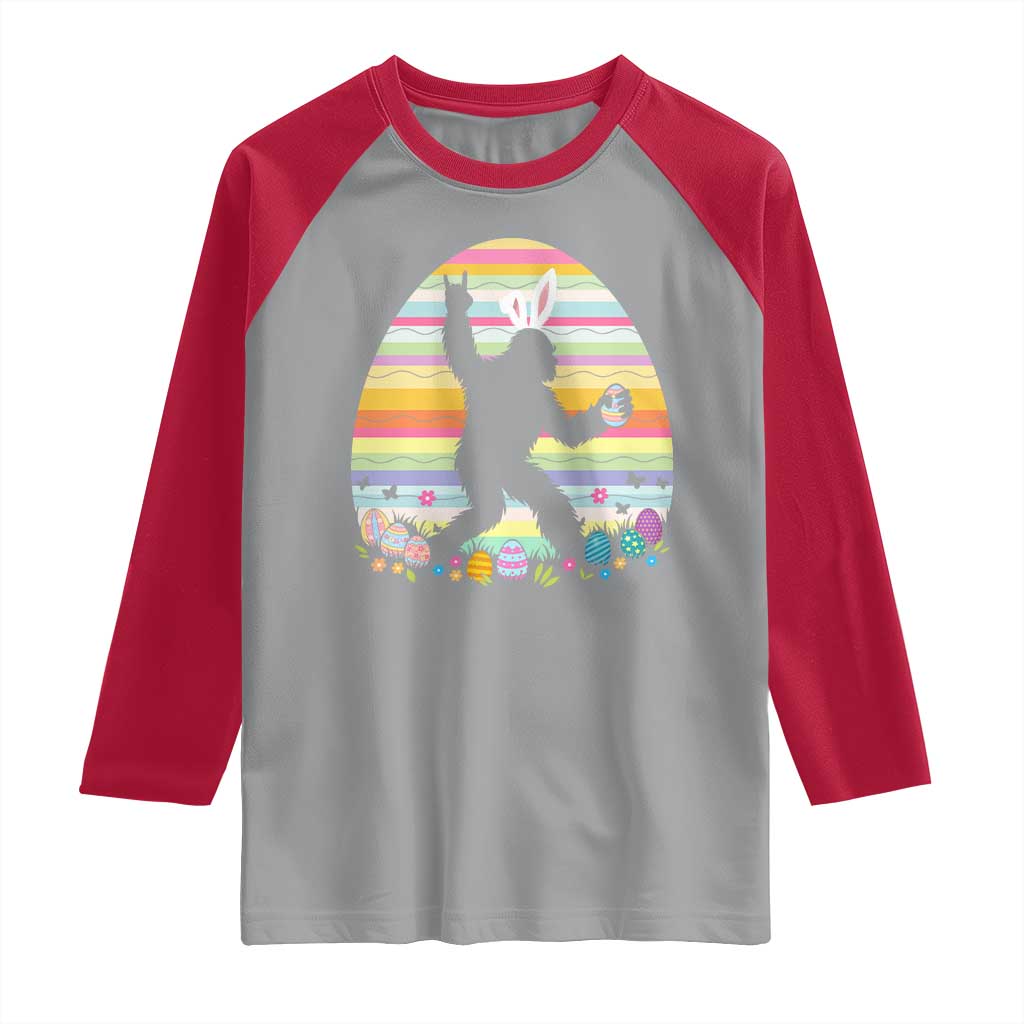Funny Bigfot Easter Raglan Shirt Sasquatch Rock On Rabbit TS14 Sport Gray Red Print Your Wear