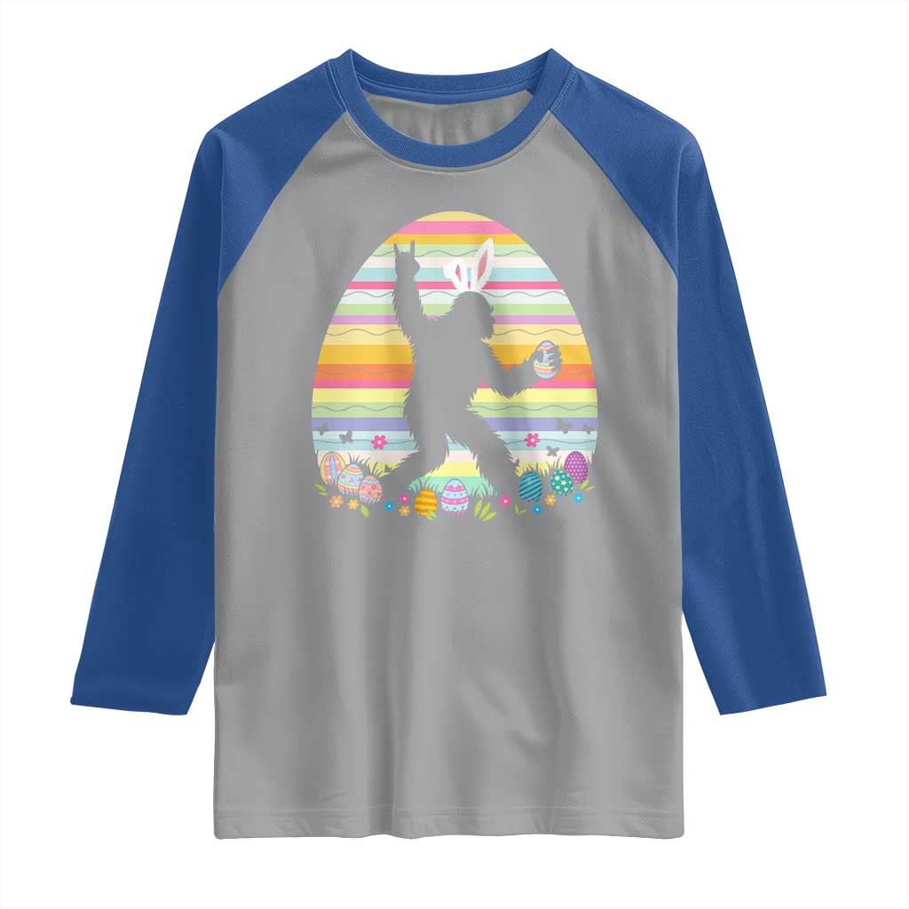 Funny Bigfot Easter Raglan Shirt Sasquatch Rock On Rabbit TS14 Sport Gray Royal Print Your Wear