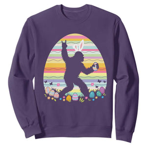 Funny Bigfot Easter Sweatshirt Sasquatch Rock On Rabbit TS14 Purple Print Your Wear