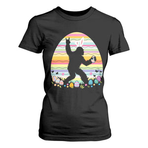 Funny Bigfot Easter T Shirt For Women Sasquatch Rock On Rabbit TS14 Black Print Your Wear