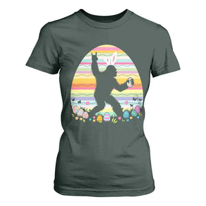 Funny Bigfot Easter T Shirt For Women Sasquatch Rock On Rabbit TS14 Dark Forest Green Print Your Wear
