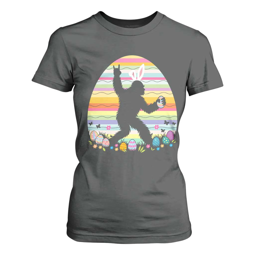 Funny Bigfot Easter T Shirt For Women Sasquatch Rock On Rabbit TS14 Dark Heather Print Your Wear