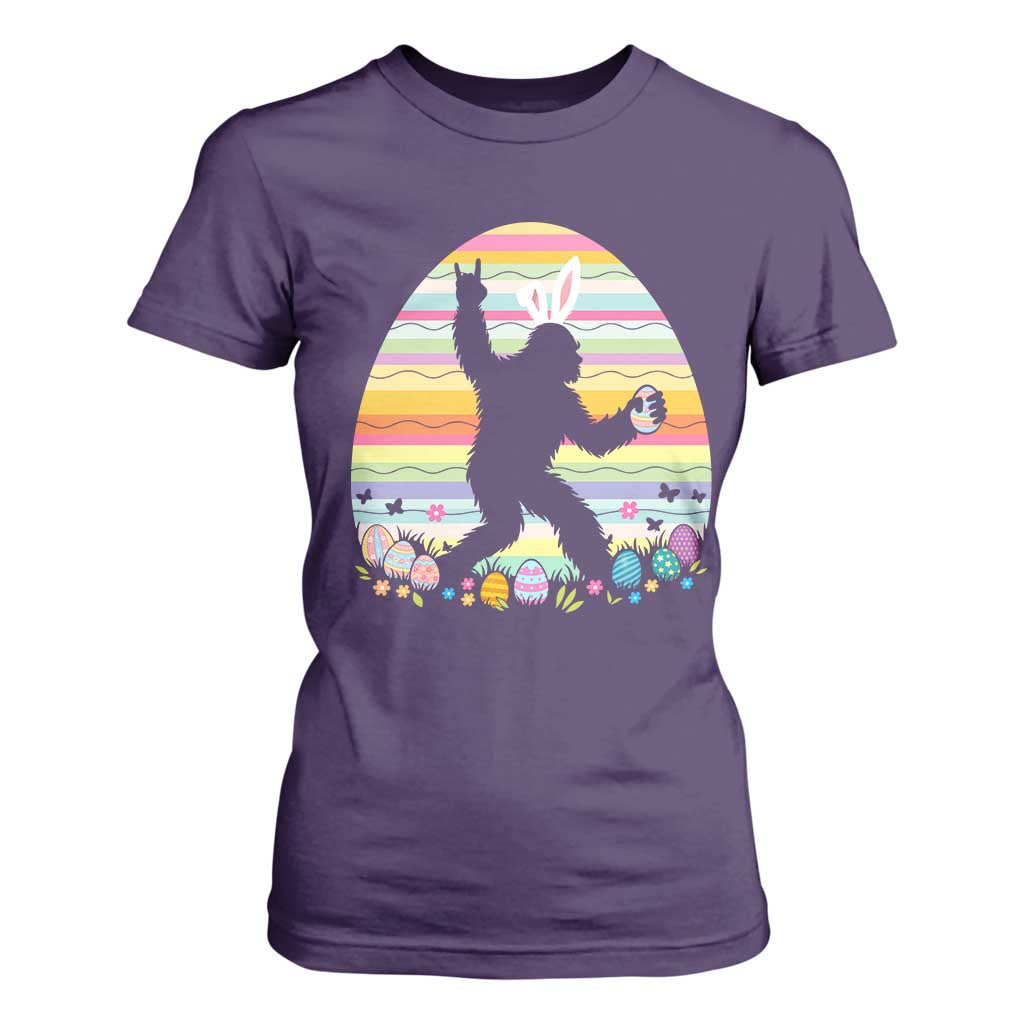 Funny Bigfot Easter T Shirt For Women Sasquatch Rock On Rabbit TS14 Purple Print Your Wear