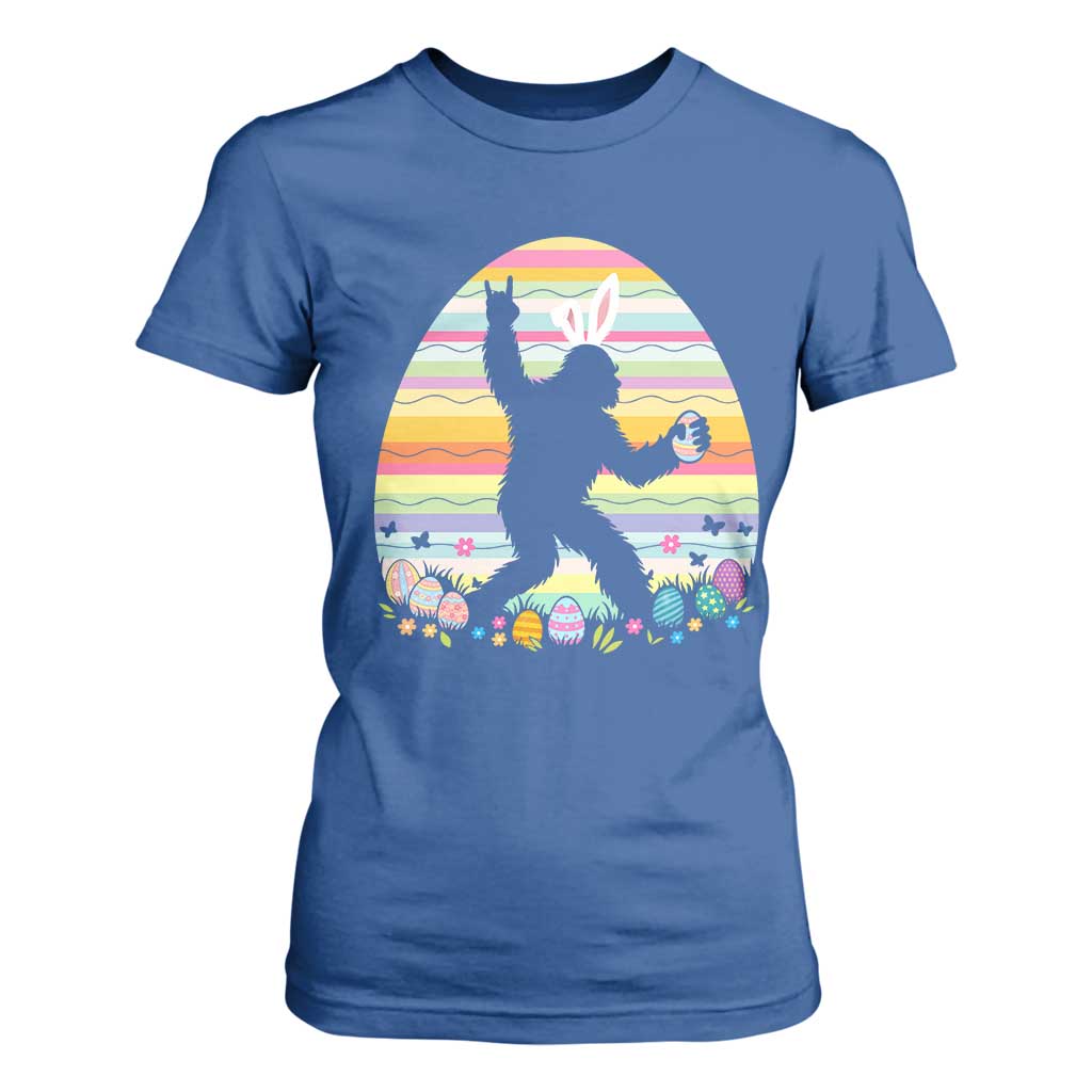 Funny Bigfot Easter T Shirt For Women Sasquatch Rock On Rabbit TS14 Royal Blue Print Your Wear