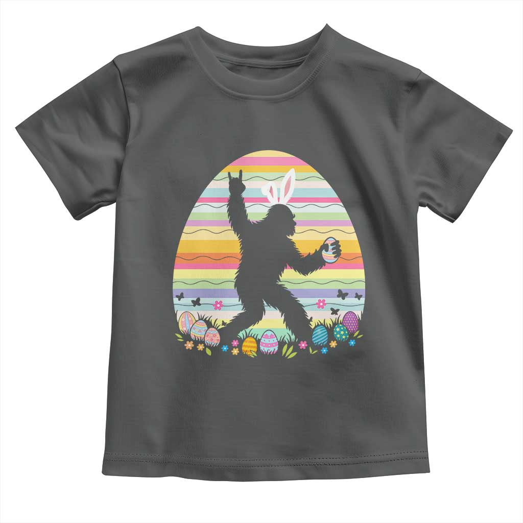 Funny Bigfot Easter Toddler T Shirt Sasquatch Rock On Rabbit TS14 Dark Heather Print Your Wear