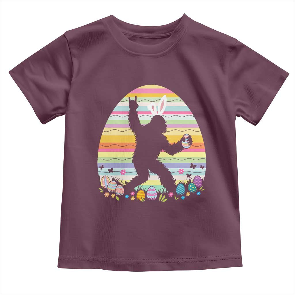 Funny Bigfot Easter Toddler T Shirt Sasquatch Rock On Rabbit TS14 Maroon Print Your Wear