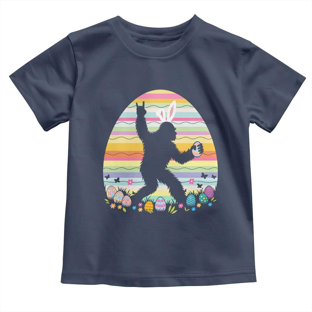 Funny Bigfot Easter Toddler T Shirt Sasquatch Rock On Rabbit TS14 Navy Print Your Wear