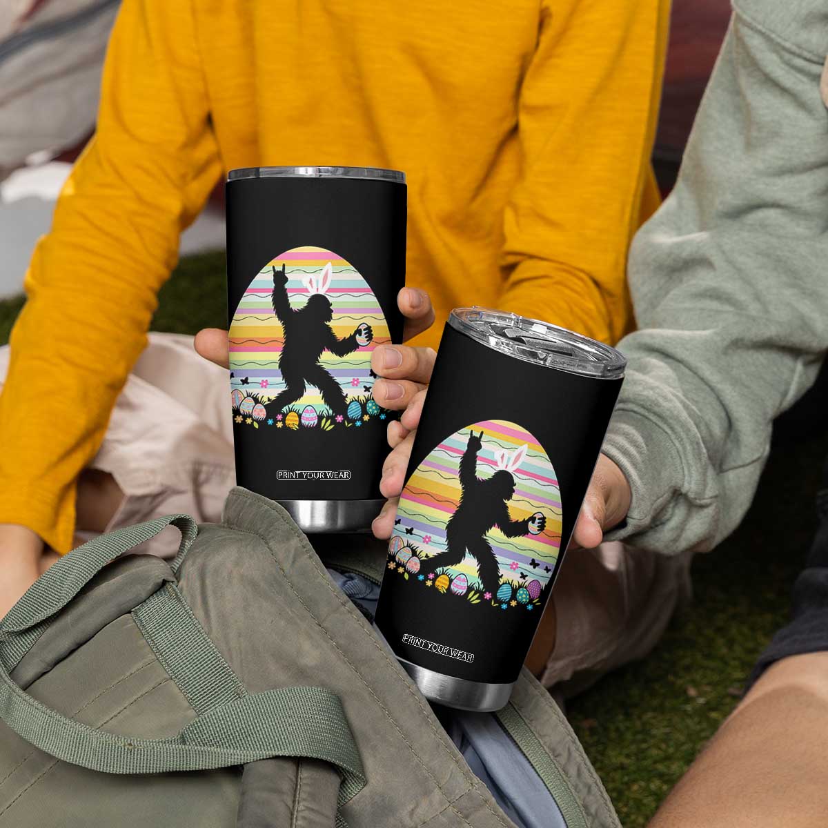 Funny Bigfot Easter Tumbler Cup Sasquatch Rock On Rabbit TS14 Print Your Wear
