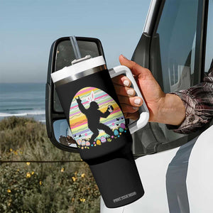 Funny Bigfot Easter Tumbler With Handle Sasquatch Rock On Rabbit TS14 Print Your Wear