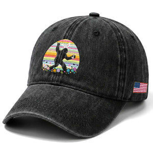 Funny Bigfot Easter Washed Cotton Baseball Cap Sasquatch Rock On Rabbit TS14 Print Your Wear