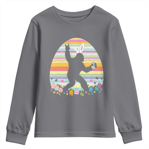 Funny Bigfot Easter Youth Sweatshirt Sasquatch Rock On Rabbit TS14 Charcoal Print Your Wear