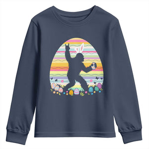 Funny Bigfot Easter Youth Sweatshirt Sasquatch Rock On Rabbit TS14 Navy Print Your Wear