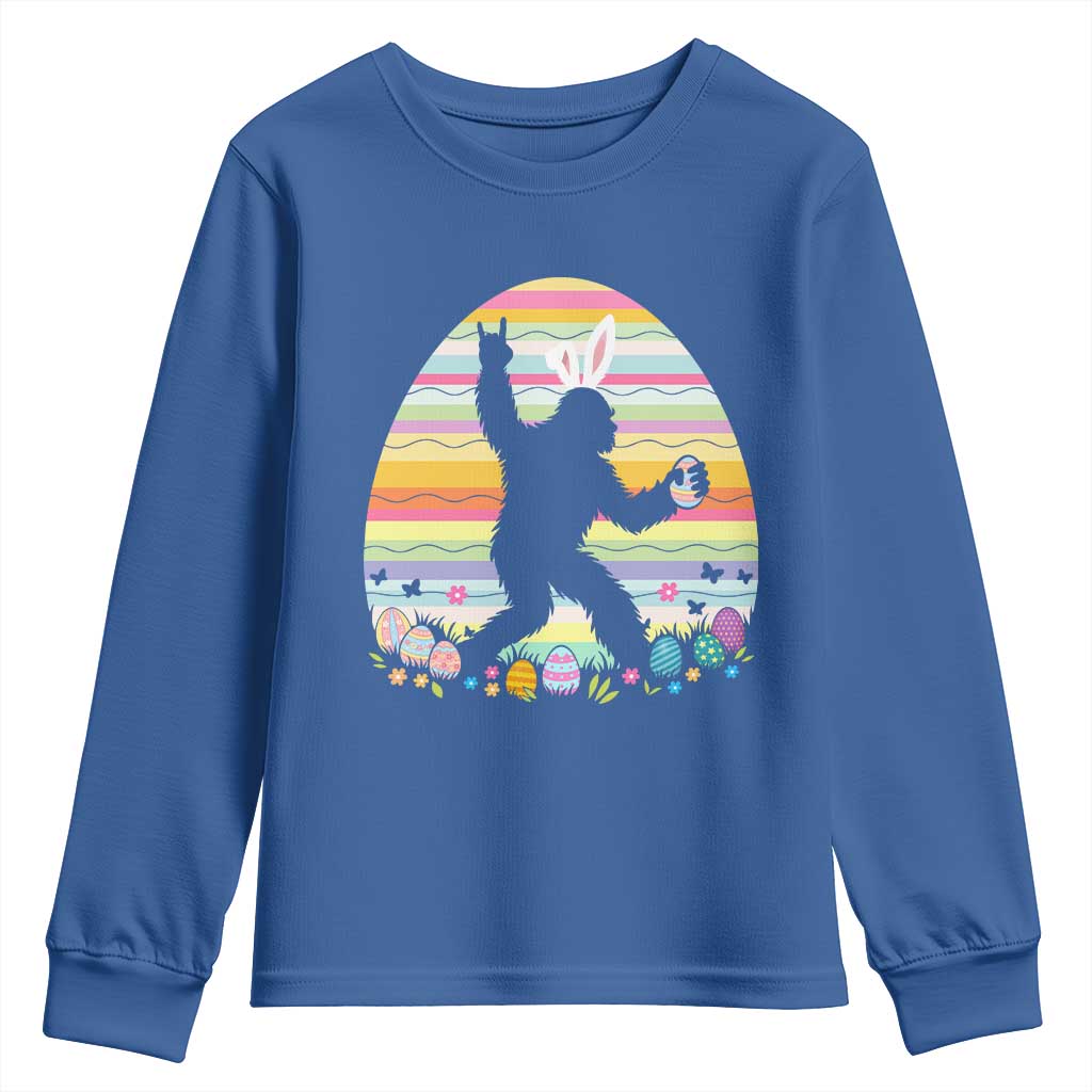 Funny Bigfot Easter Youth Sweatshirt Sasquatch Rock On Rabbit TS14 Royal Blue Print Your Wear