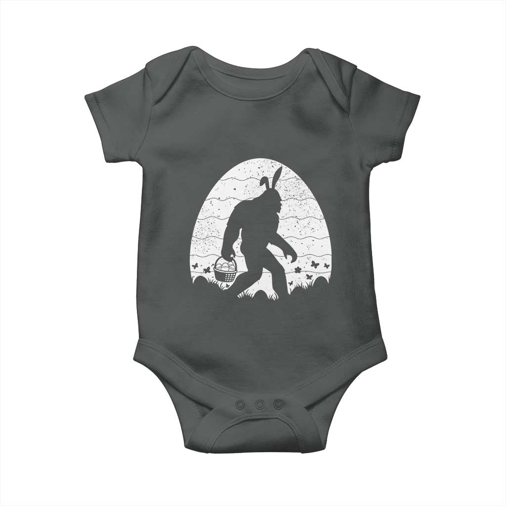 Funny Bigfot Easter Baby Onesie Sasquatch Rabbit Night Stroll Moon Egg TS14 Dark Heather Print Your Wear