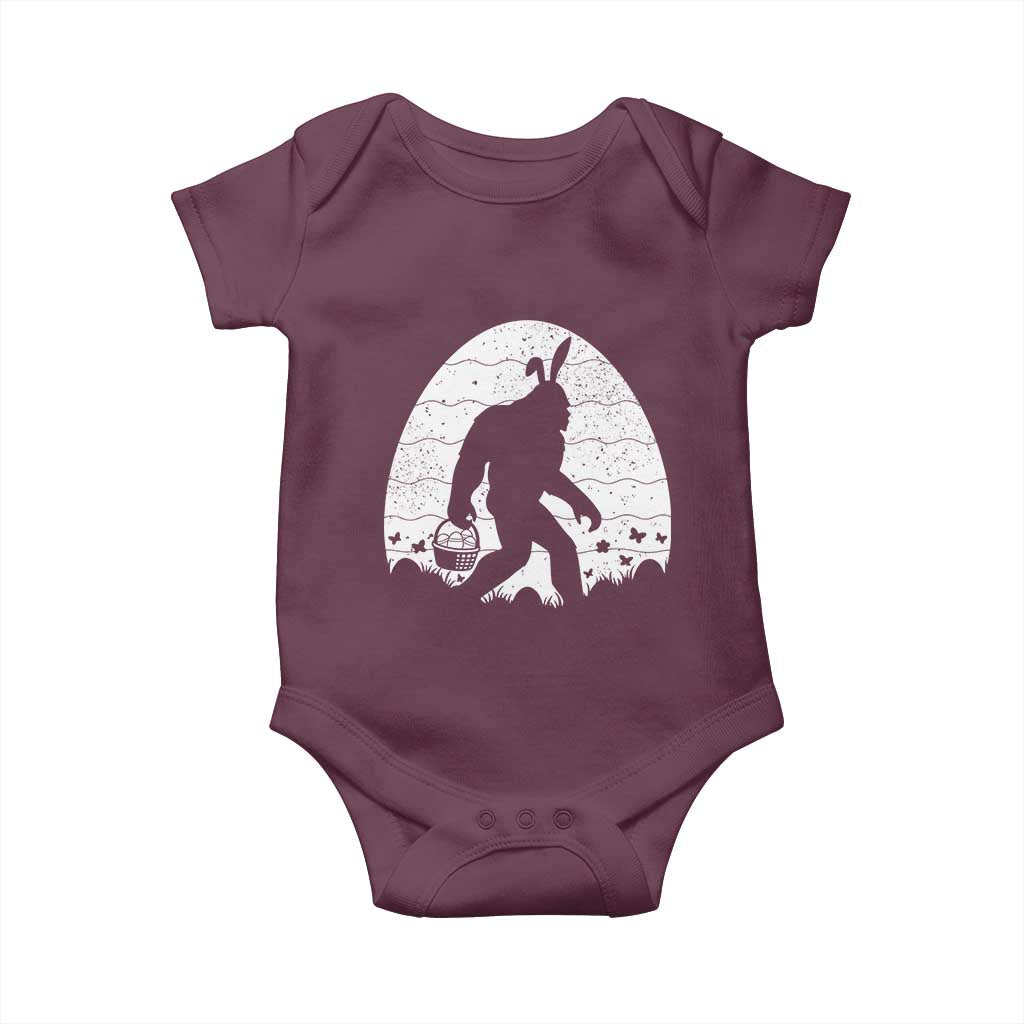 Funny Bigfot Easter Baby Onesie Sasquatch Rabbit Night Stroll Moon Egg TS14 Maroon Print Your Wear