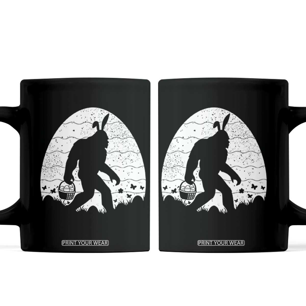 Funny Bigfot Easter Coffee Mug Sasquatch Rabbit Night Stroll Moon Egg TS14 Black Print Your Wear