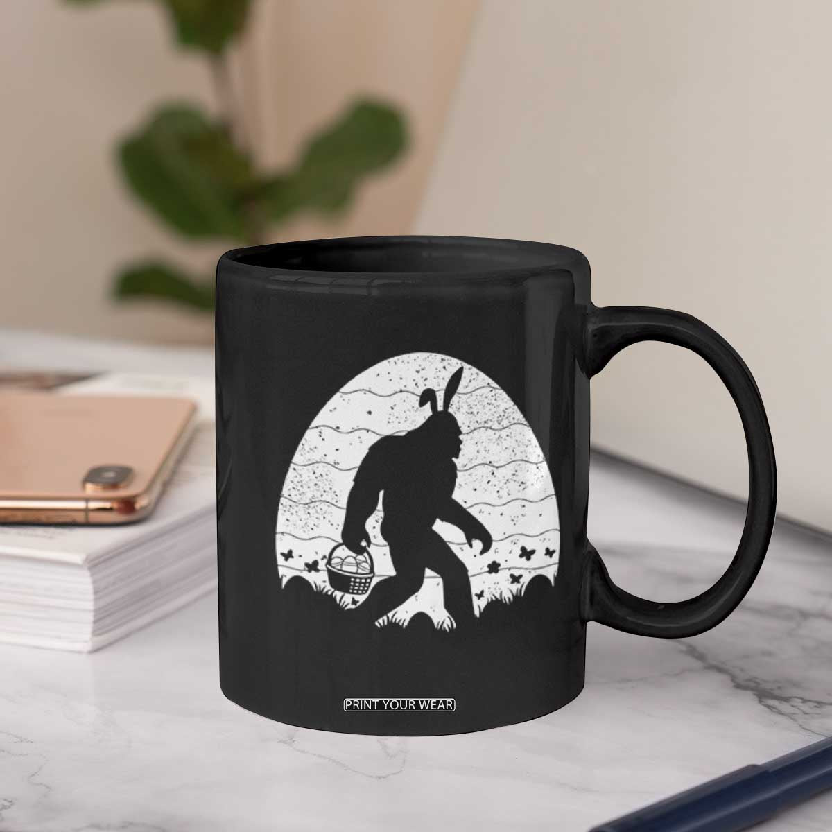 Funny Bigfot Easter Coffee Mug Sasquatch Rabbit Night Stroll Moon Egg TS14 Print Your Wear