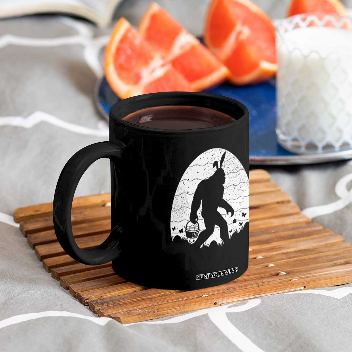Funny Bigfot Easter Coffee Mug Sasquatch Rabbit Night Stroll Moon Egg TS14 Print Your Wear