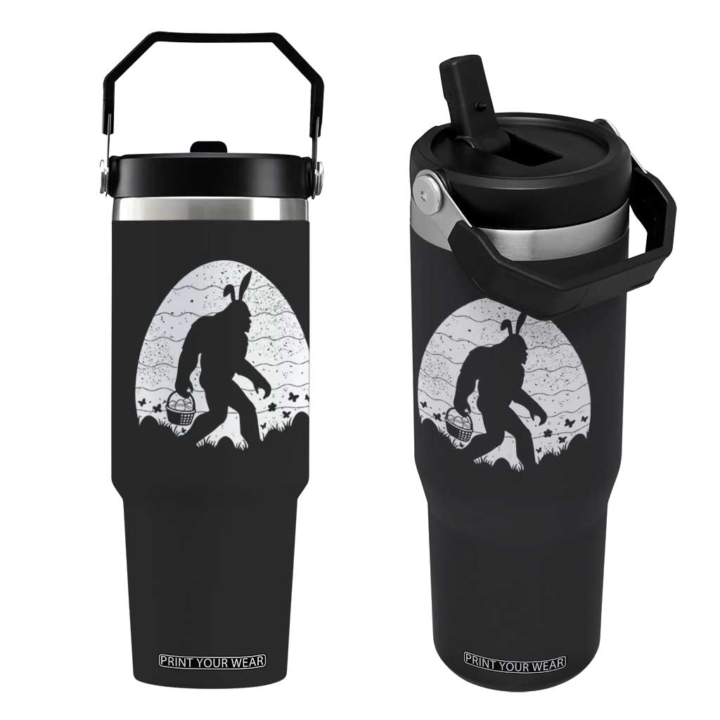 Funny Bigfot Easter Flip Straw Tumbler Sasquatch Rabbit Night Stroll Moon Egg TS14 One Size: 30 oz Black Print Your Wear