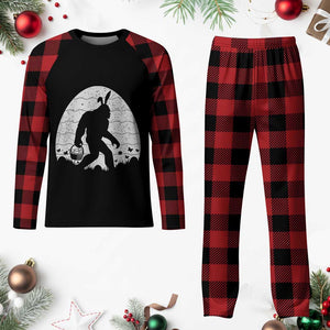 Funny Bigfot Easter Plaid Pajama Set Sasquatch Rabbit Night Stroll Moon Egg TS14 Buffalo Plaid Print Your Wear