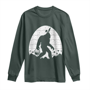 Funny Bigfot Easter Long Sleeve Shirt Sasquatch Rabbit Night Stroll Moon Egg TS14 Dark Forest Green Print Your Wear