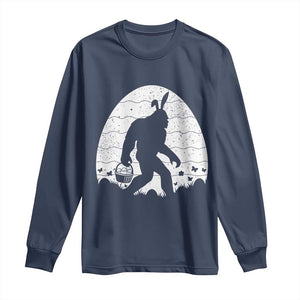 Funny Bigfot Easter Long Sleeve Shirt Sasquatch Rabbit Night Stroll Moon Egg TS14 Navy Print Your Wear