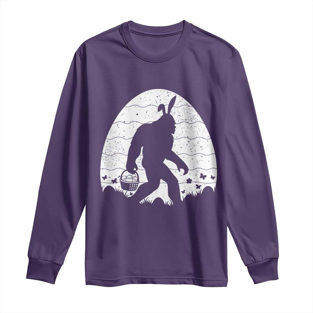 Funny Bigfot Easter Long Sleeve Shirt Sasquatch Rabbit Night Stroll Moon Egg TS14 Purple Print Your Wear