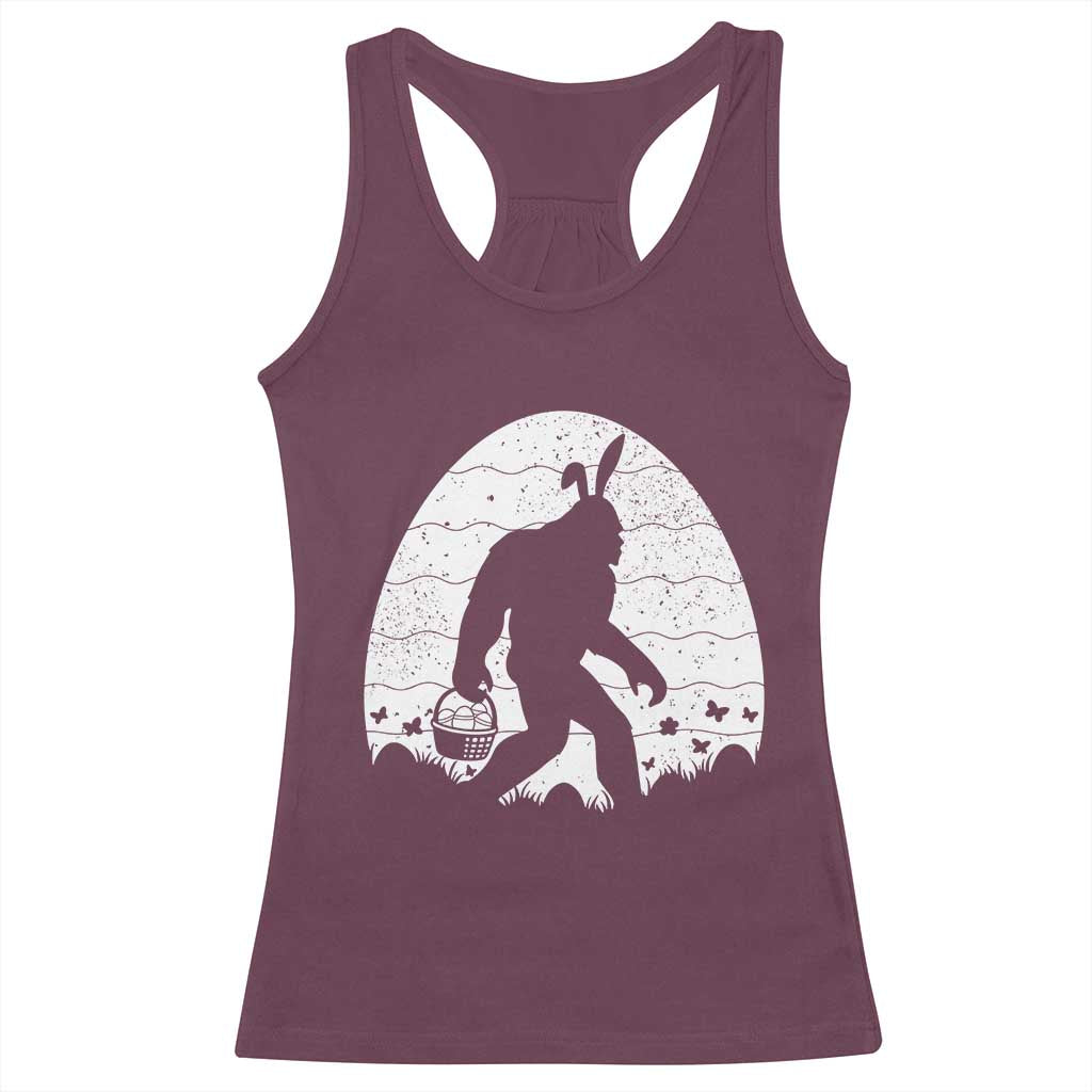 Funny Bigfot Easter Racerback Tank Top Sasquatch Rabbit Night Stroll Moon Egg TS14 Maroon Print Your Wear
