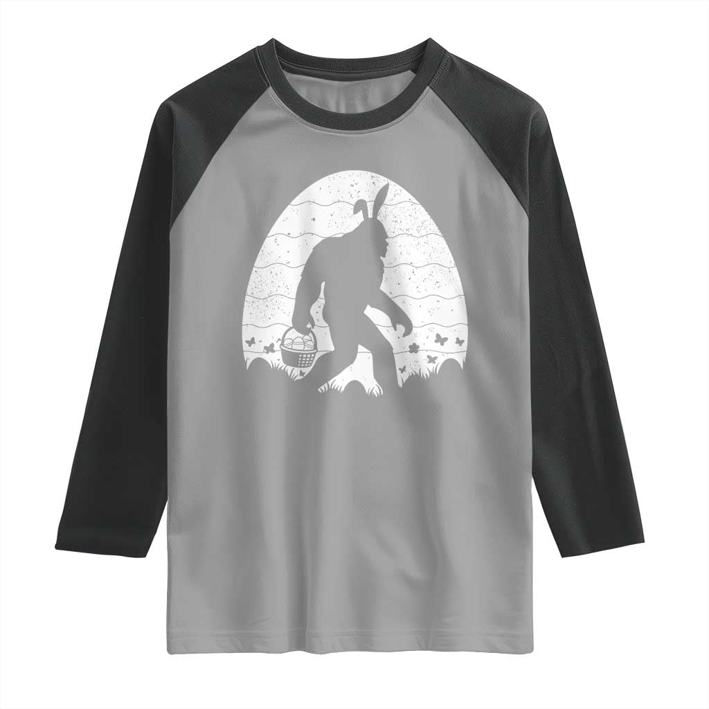 Funny Bigfot Easter Raglan Shirt Sasquatch Rabbit Night Stroll Moon Egg TS14 Sport Gray Black Print Your Wear