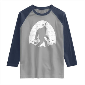 Funny Bigfot Easter Raglan Shirt Sasquatch Rabbit Night Stroll Moon Egg TS14 Sport Gray Navy Print Your Wear