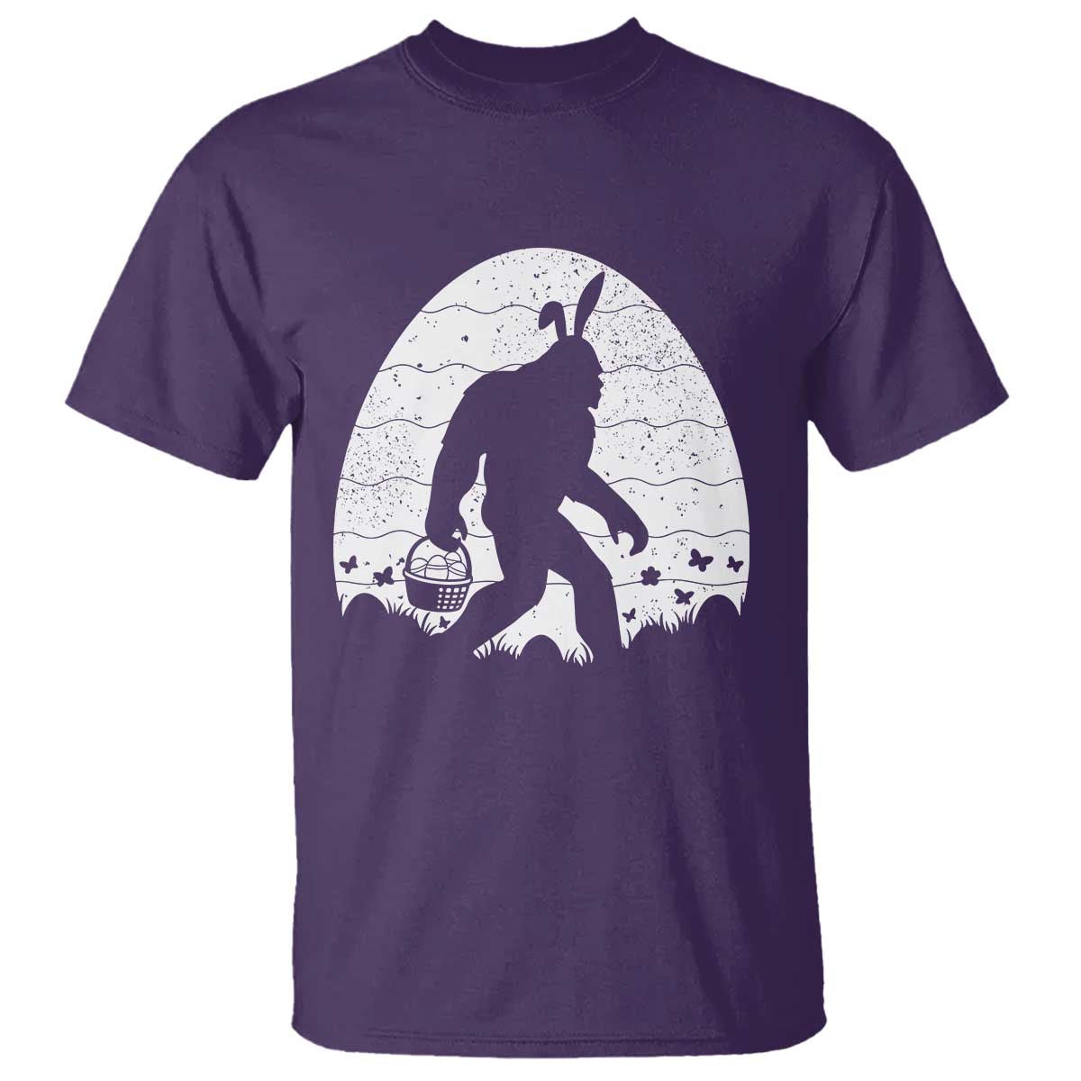 Funny Bigfot Easter T Shirt Sasquatch Rabbit Night Stroll Moon Egg TS14 Purple Print Your Wear