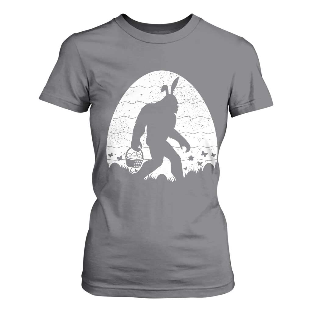 Funny Bigfot Easter T Shirt For Women Sasquatch Rabbit Night Stroll Moon Egg TS14 Charcoal Print Your Wear