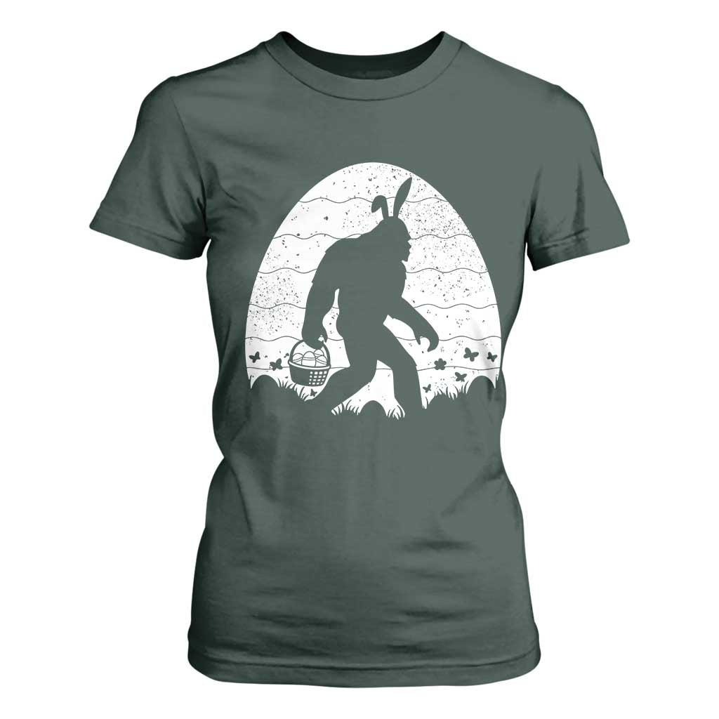 Funny Bigfot Easter T Shirt For Women Sasquatch Rabbit Night Stroll Moon Egg TS14 Dark Forest Green Print Your Wear