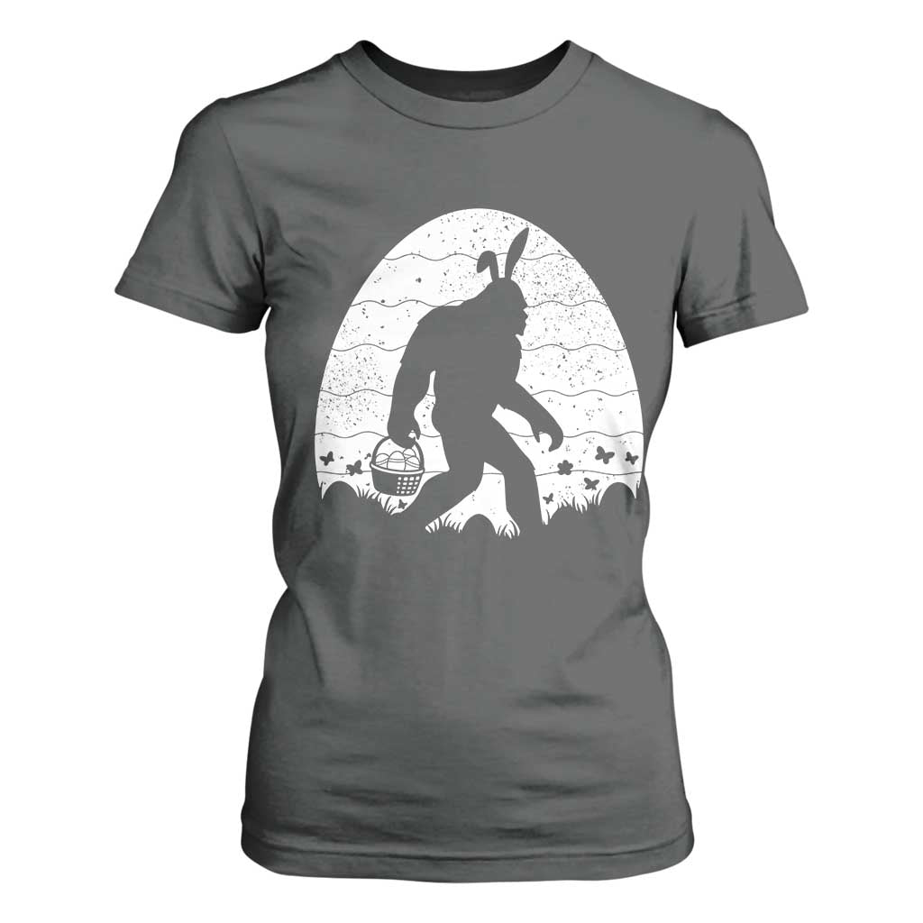 Funny Bigfot Easter T Shirt For Women Sasquatch Rabbit Night Stroll Moon Egg TS14 Dark Heather Print Your Wear